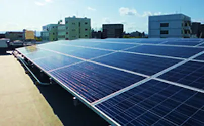 Solar panels on the roof of a Central Research Laboratories building